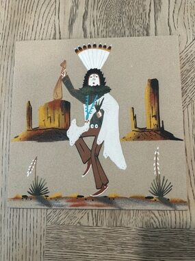 Vintage Navajo Sand Art “ Navajo yeibeichai Leader” by Nancy Price